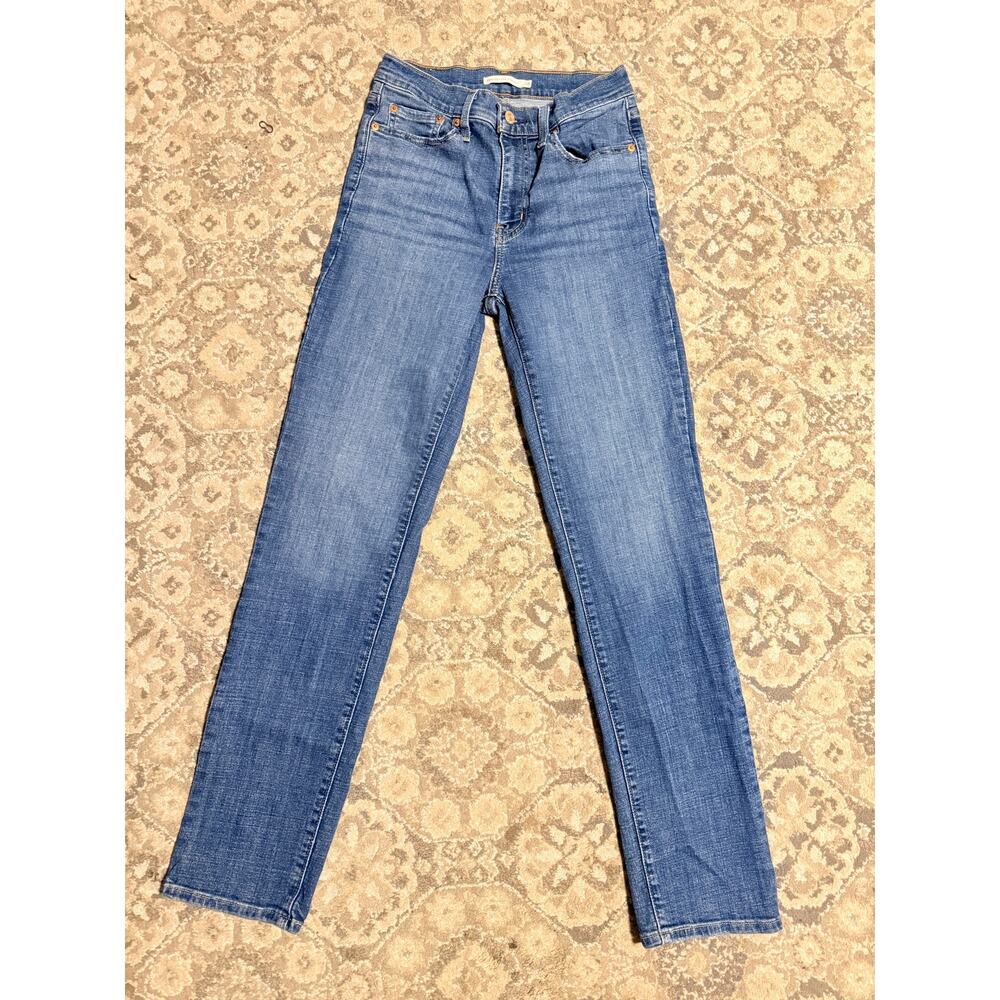 Levi’s 724 High Rise Straight Jeans Womens 28 Blue Medium Wash Stretch Denim
